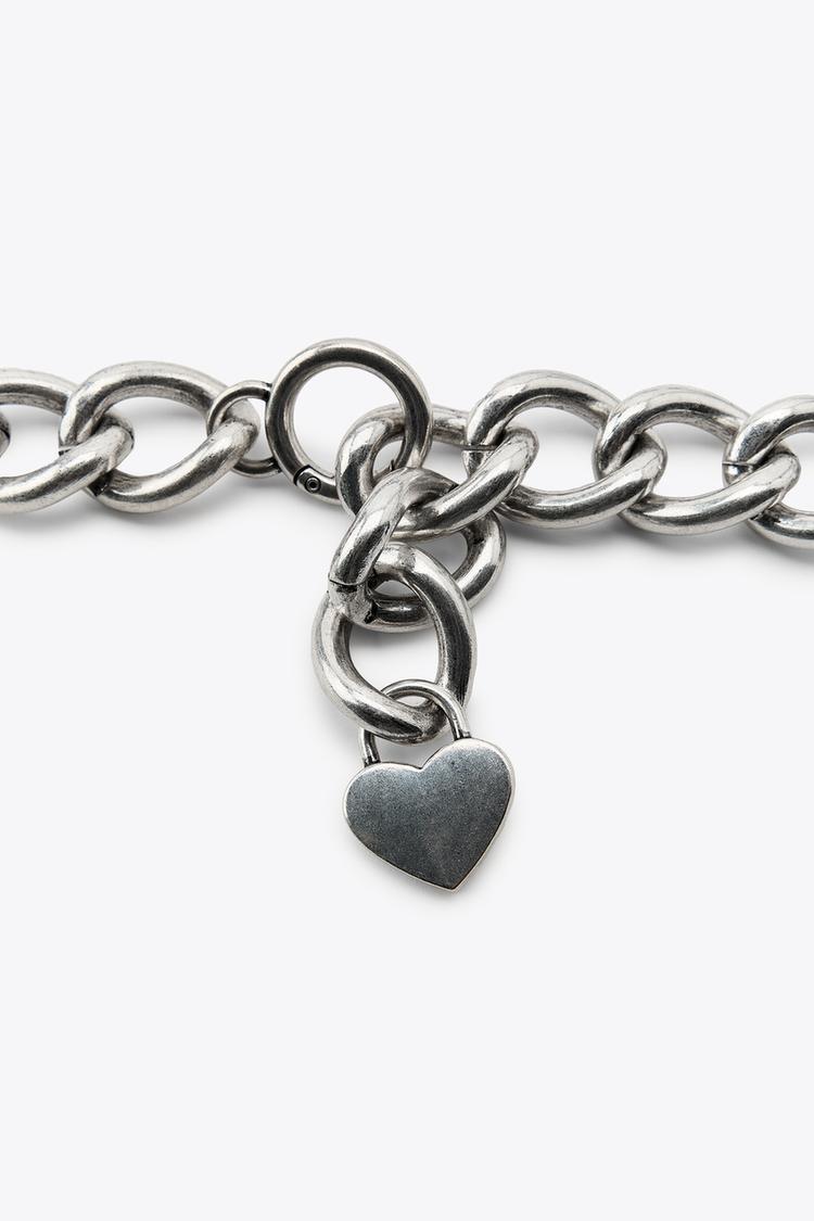 LEATHER COMBINED CHAIN BELT